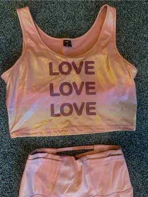 Electric Yoga pink sparkle set top with bra (large) and leggings medium) $160 thumbnail 3