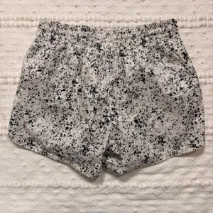 Athleta Women Small Black White Splatter Print Running Shorts Smocked Activewear thumbnail 2