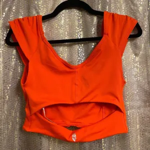 Free People Breathe Deeper Crop Tank Bright Orange Medium NWOT thumbnail 2