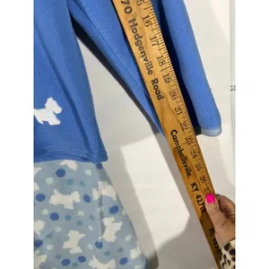 VS‎ Pink K Fleece Scottie Dog Polka Dot PJ Set Women L Blue Long Sleeve Cozy thumbnail 4