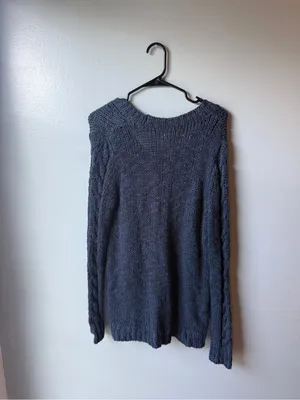 Old Navy Oversized Gray Cable Knit Sweater Women’s XL thumbnail 5