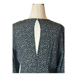Zara‎ Dress Women Medium Black Ivory Star Print Bow Neckline Long Sleeve Mini thumbnail 5