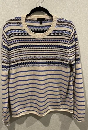 Fair Isle Nordic Blue Black Wool Sweater thumbnail 1