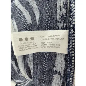 Three Dots Wide Leg Pants Womens Small‎ Blue Abstract Stripe Textured Rayon Boho thumbnail 7