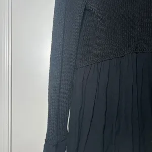 Altar'd State Black Mixed Media Waffle Knit Peplum Sweater Top M minimal cozy thumbnail 2