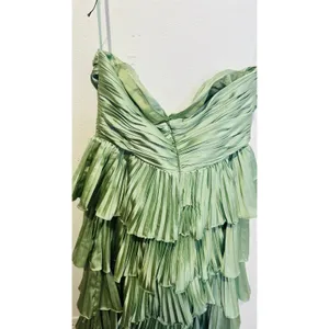IEENA for MAC DUGGAL Green Pleated Tiered Ruffle Sweetheart Gown Dress size 10 thumbnail 12