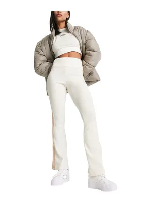 new adidas Originals ミ Ski Chic Flared Rib Retro 3 Stripe Leggings ミ Oatmeal ミ M thumbnail 5