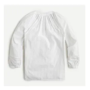 J.Crew Floral Embroidered‎ Tassel Bohemian Peasant Top Balloon Sleeve White M thumbnail 3