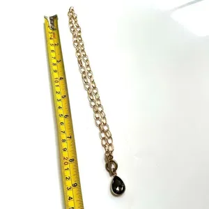 Gold tone grey rhinestone teardrop pendant necklace thumbnail 5