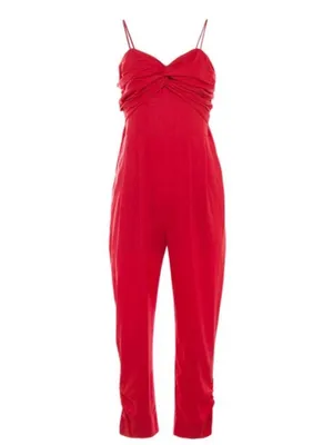 FARM RIO Cherry Red Linen Jumpsuit Size L thumbnail 2