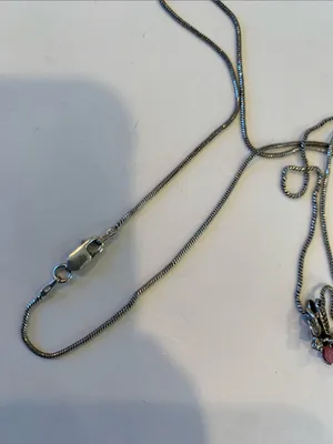 Italian Sterling Silver Fairy Pendant Necklace Pink Cats Eye Ball 925 Italy thumbnail 4