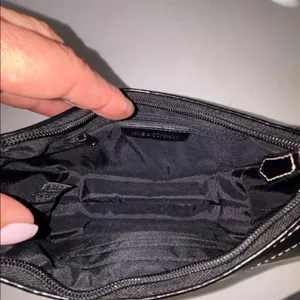 Nine & Co. FAUX LEATHER MINI BLACK BAG…SILVER BUCKLE ADORNMENT ZIP CLOSURE thumbnail 5
