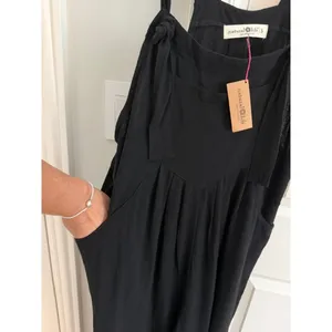 Natural Life NWT Black Tie Strap Linen Blend Wide Leg Jumpsuit Overalls Small thumbnail 4