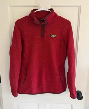 L.L.Bean Sweater Fleece Pullover Snap Neck Burgundy Heather Women’s M thumbnail 1