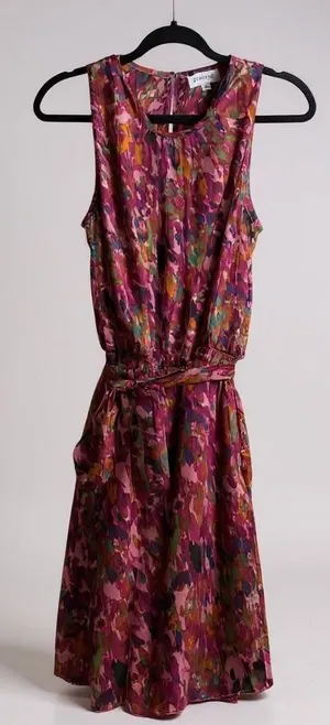 Evereve‎ Floral Print Sleeveless Tie Waist Midi Dress Women's Size M thumbnail 1