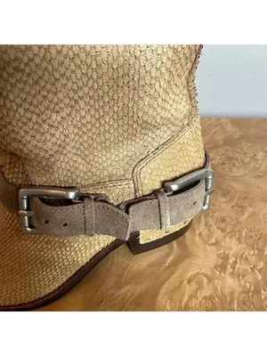 NEW Donald Pliner Wade Gold Textured Leather Ankle Moto Boots Women's 6M Italy thumbnail 6