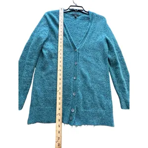 J CREW KID MOHAIR CARDIGAN SWEATER SHEER KNIT GREEN Size Small #KL14-8‎ thumbnail 7