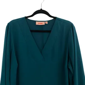 EVRI Women Teal V Neck Long Sleeve Tunic Top Plus Size 0X Loosefit Comfort Work thumbnail 2