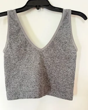 Colsie Gray Ribbed Tank Top Size M thumbnail 1