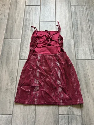 Urban Outfitters Burgundy Mesh Slip Mini Dress thumbnail 2