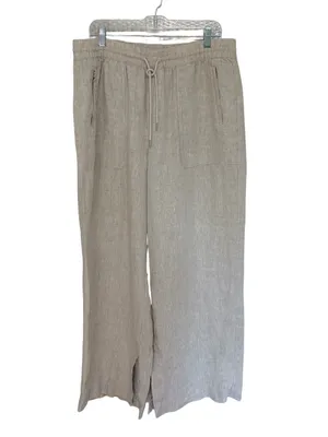 Athleta Retreat Linen High Rise Wide Leg Pants Undyed Natural Flax - Size XL thumbnail 3