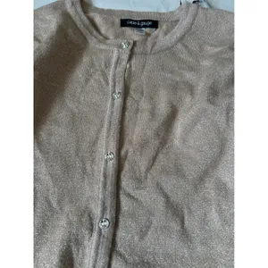 Cable & Gauge Womens Tan Glitter‎ Knit Cardigan Button Up Long Sleeve Top XLP thumbnail 6