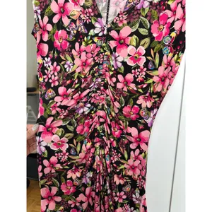 Hale Bob LA Floral Colorful Alessia Jersey Ruched Flounce Dress Size Medium thumbnail 9