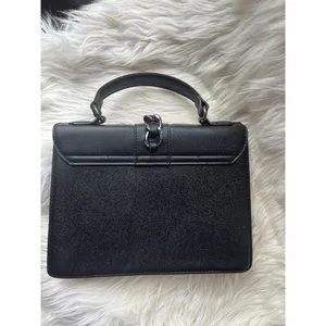 Badgley Mischka Black Leather Studded Satchel thumbnail 2
