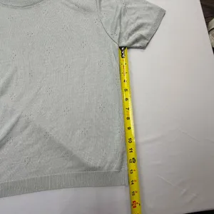 Draper's & Damon's Short Sleeve Pointelle Knit Sweater Sage Green thumbnail 8