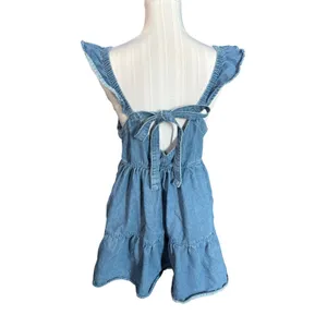 Smocked Denim Sundress Tiered Size M thumbnail 2