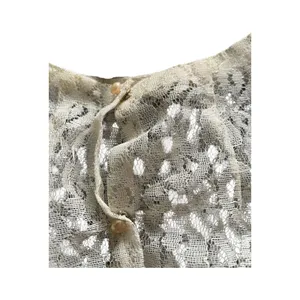 Vintage 80s/90s cropped bolero sheer ivory lace button up cardigan romantic XS/S thumbnail 4