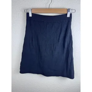 Free People Ribbed Mini‎ Skirt Women XS Black Faux Wrap Minimalist Dark Academia thumbnail 2