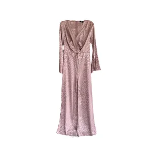 Lulus Dusty Lavender‎ Leopard Print Bell Sleeve Jumpsuit NWT M (6) thumbnail 6