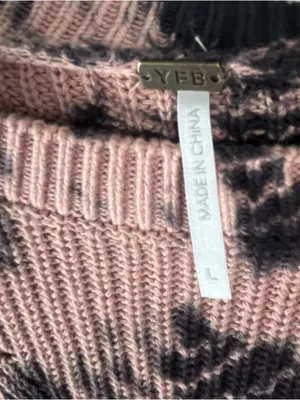 YFB Tie Dye Long Puff Sleeves Cropped Ribbed Knit Sweater Large Boho Casual thumbnail 3