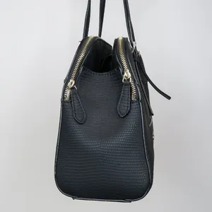 Guess Huntley Medium Cali Satchel In Black Faux Leather Alligator thumbnail 3