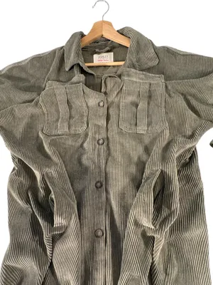 Ashley by 26 International Corduroy Shacket Dress M Olive Utility Longline Boho thumbnail 7