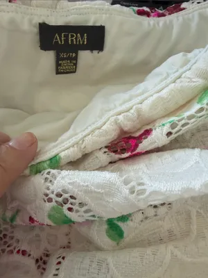 AFRM Off-Shoulder Cream Maxi Skirt with Pink Floral Print thumbnail 5