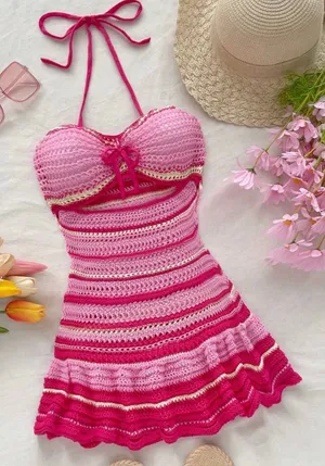 Knit pink dress Size M thumbnail 1