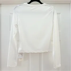 NWT Commense Crew Neck Basic Long Sleeve Top stretchy White thumbnail 3