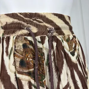 Vintage Leslie Fay Safari zebra print cotton midi skirt thumbnail 3
