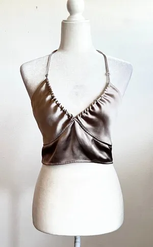 Garage‎ Satin Babydoll Halter Top Coquette Fairycore Soft Girl Romantic Medium thumbnail 1