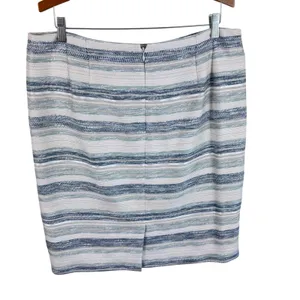 Ann Taylor Womens Blue Striped Tweed Pencil Skirt Size 14 Metallic‎ Professional thumbnail 2