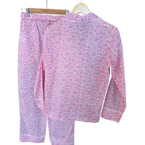 Lime Tree Design England Pink Cotton Pajama Set Small Travel Bag Pockets thumbnail 3