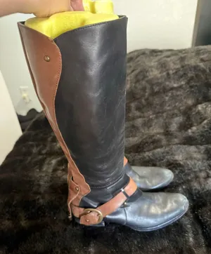 Sam Edelman Two-Tone Tall Riding Boots with Buckle Detail equestrian 6.5 thumbnail 1
