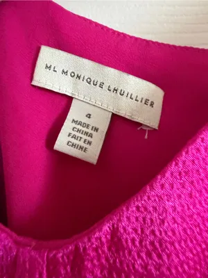 ML Monique Lhuillier Magenta Pleated Midi Dress Pink Size 4 NWOT thumbnail 4