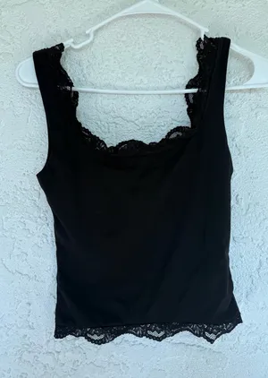 Muy Muy Black Lace Lined Tank Top thumbnail 1