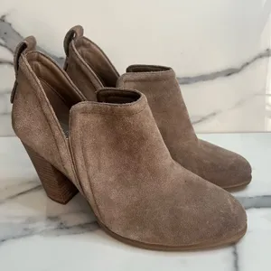 Vince Camuto Brown Leather Block Heel Francia Boots Sz 8.5 Western Boho Festival thumbnail 1
