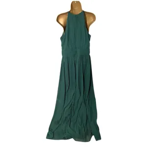 Celebrate DB Studio Halter Maxi Dress Pleated Empire Waist Formal Green 12 thumbnail 2