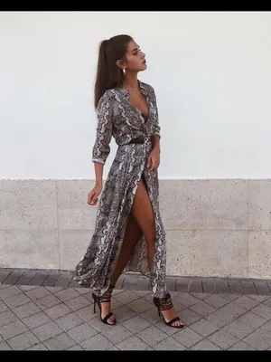 Zara Gray Snake-Print Maxi Dress thumbnail 6