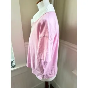 Everlane Organic Cotton Retro Polo Shirt Pink White Small Preppy Summer Fun thumbnail 9